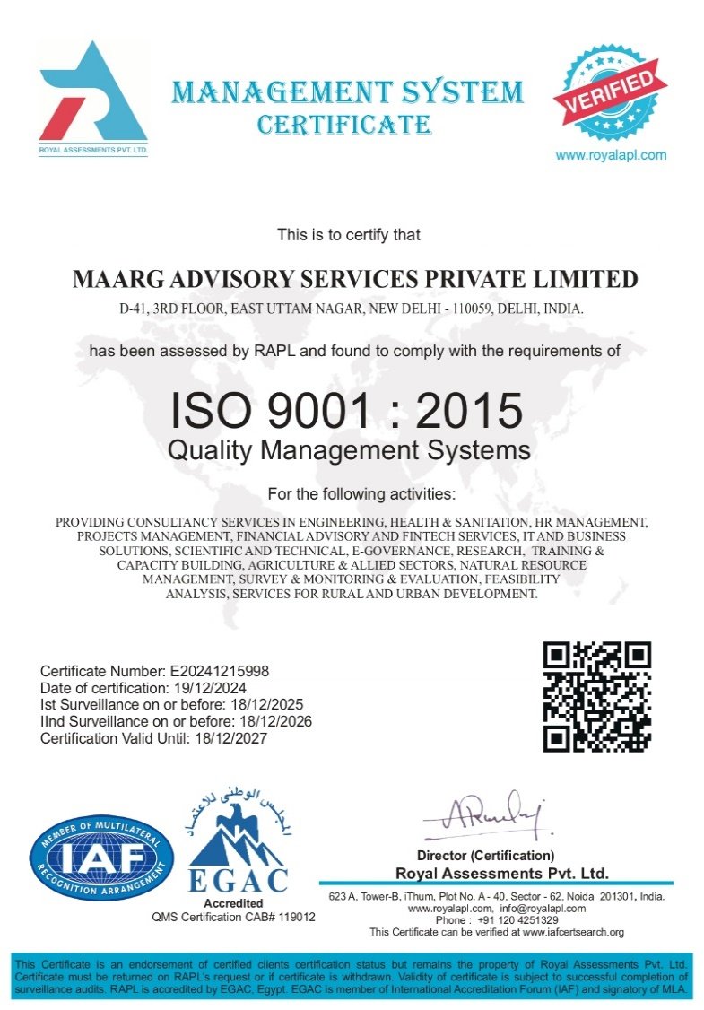 ISO 9001:2015 certificate issued by Quality Management System